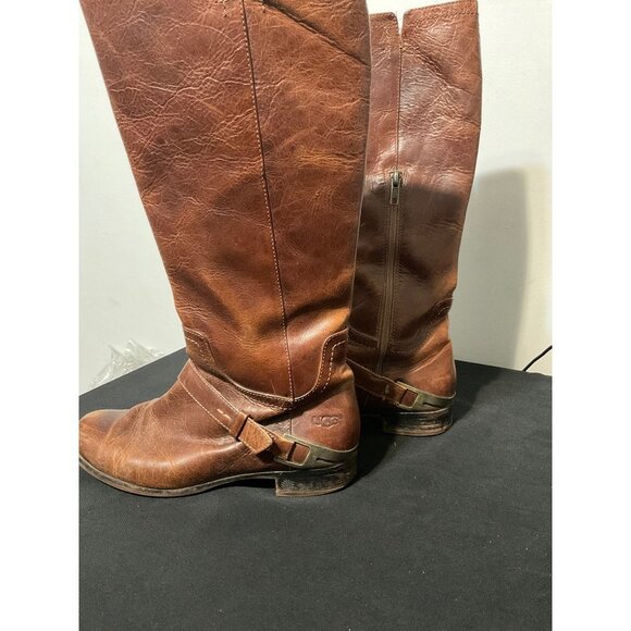 UGG Boots  Brown Leather Long Distressed sz. 7.5 - Picture 5 of 11
